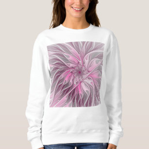 Fractal Pink Flower Dream, Floral Fantasy Pattern Trui