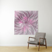 Fractal Pink Flower Dream, Floral Fantasy Pattern Wandkleed (In Situ (horizontaal))