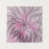 Fractal Pink Flower Dream, Floral Fantasy Pattern Wandkleed (Voorkant)