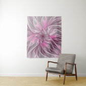 Fractal Pink Flower Dream, Floral Fantasy Pattern Wandkleed (In situ)