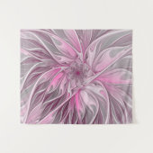 Fractal Pink Flower Dream, Floral Fantasy Pattern Wandkleed (Voorkant (horizontaal))