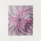 Fractal Pink Flower Dream, Floral Fantasy Pattern Wandkleed (Voorkant)