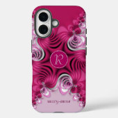 Fractal Pink Swirls Monogram Naam iPhone6 Case (Achterkant)