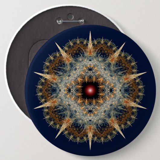 Fractal prik ornament ronde button 6,0 cm (Voorkant /achterkant)