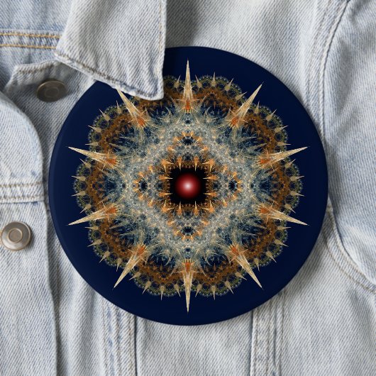 Fractal prik ornament ronde button 6,0 cm (In situ)