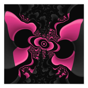 Fractal Print Black and Pink Butterfly Foto Afdruk