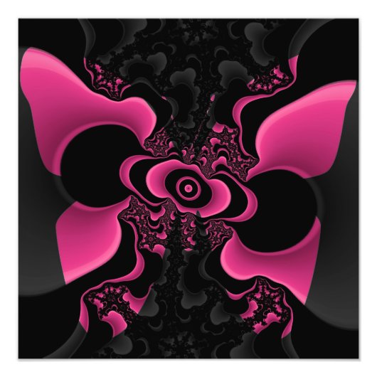 Fractal Print Black and Pink Butterfly Foto Afdruk (Voorkant)