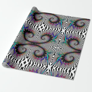 Fractal Rainbow Spiral Black White Abstract Cadeaupapier