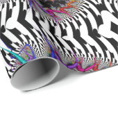 Fractal Rainbow Spiral Black White Abstract Cadeaupapier (Rol Hoek)