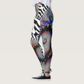 Fractal Rainbow Spiral Black White Abstract Leggings (Links)