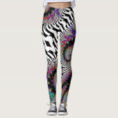 Fractal Rainbow Spiral Black White Abstract Leggings (Voorkant)