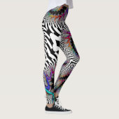 Fractal Rainbow Spiral Black White Abstract Leggings (Rechts)