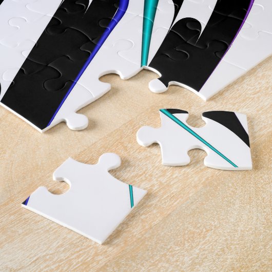 Fractal Rainbow Spiral Black White Abstract Legpuzzel (Zijkant)