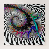 Fractal Rainbow Spiral Black White Abstract Legpuzzel (Verticaal)