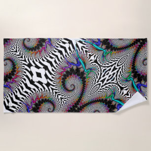 Fractal Rainbow Spiral Black White Abstract Strandlaken