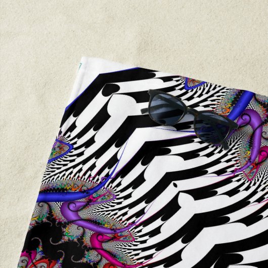 Fractal Rainbow Spiral Black White Abstract Strandlaken (In situ)