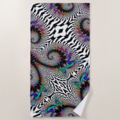 Fractal Rainbow Spiral Black White Abstract Strandlaken (Voorkant)