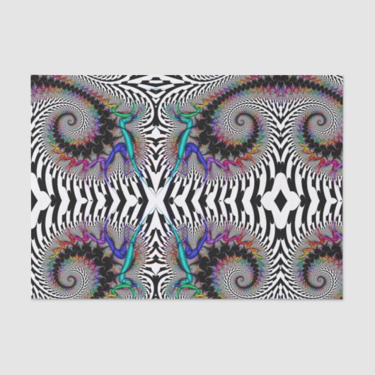 Fractal Rainbow Spiral Black White Abstract Tissuepapier (Voorkant)