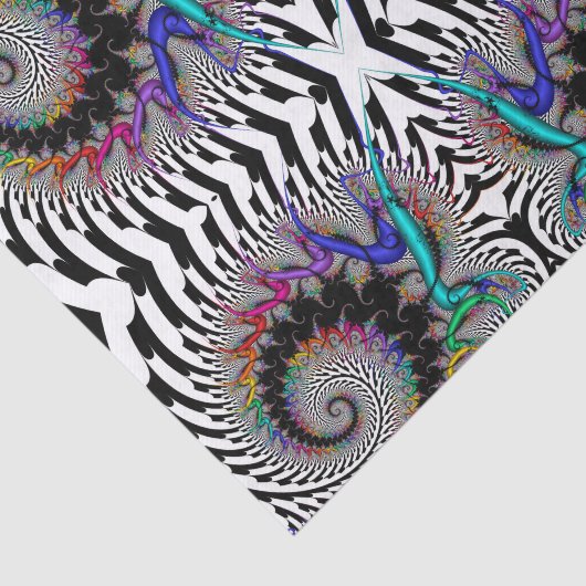 Fractal Rainbow Spiral Black White Abstract Tissuepapier (Detail)