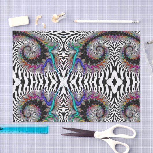 Fractal Rainbow Spiral Black White Abstract Tissuepapier (Craft)