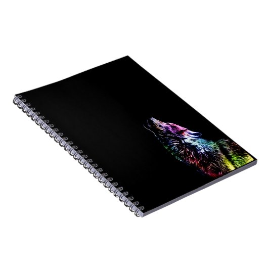 Fractal Rainbow Wolf Notitieboek (Rechterzijde)
