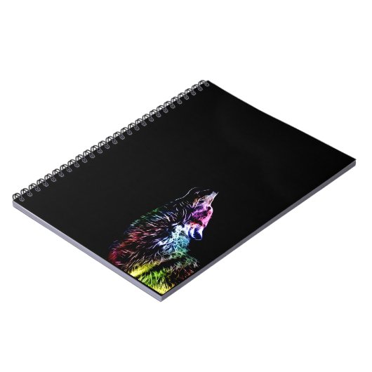 Fractal Rainbow Wolf Notitieboek (Linkerzijde)