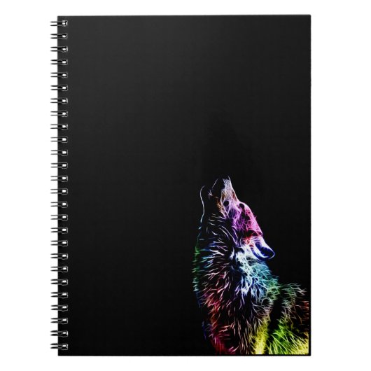 Fractal Rainbow Wolf Notitieboek (Voorkant)