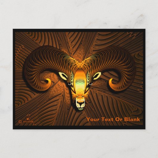 Fractal Ram's hoofd Briefkaart (Voorkant)