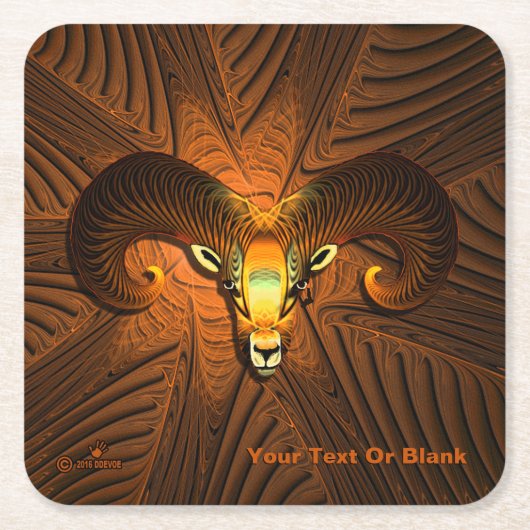 Fractal Ram's hoofd Kartonnen Onderzetters (Voorkant)