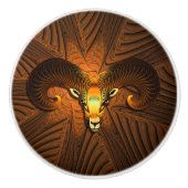 Fractal Ram's hoofd Keramische Knop (Voorkant)