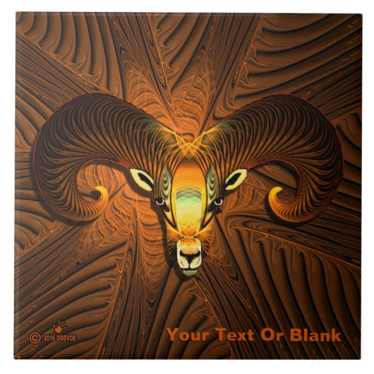 Fractal Ram's hoofd Tegeltje (Voorkant)