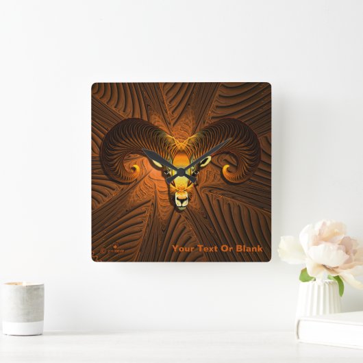 Fractal Ram's hoofd Vierkante Klok (Huis)