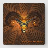 Fractal Ram's hoofd Vierkante Klok (Voorkant)