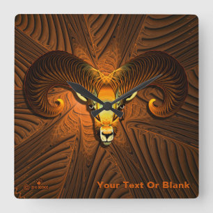 Fractal Ram's hoofd Vierkante Klok