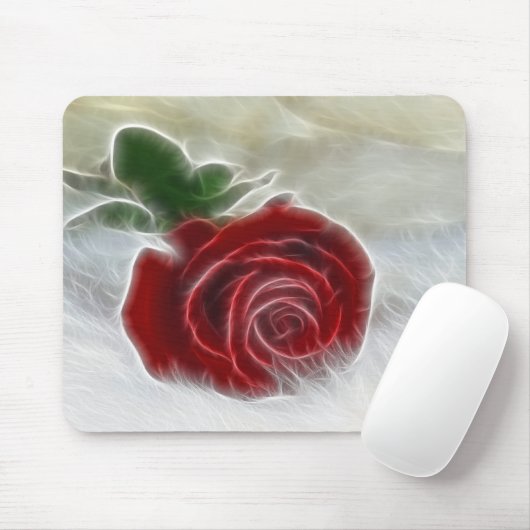 Fractal Red Rose over bont Muismat (Met muis)