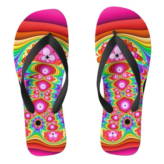 Fractal Retro Groovy Trip Teenslippers (Voetbed)