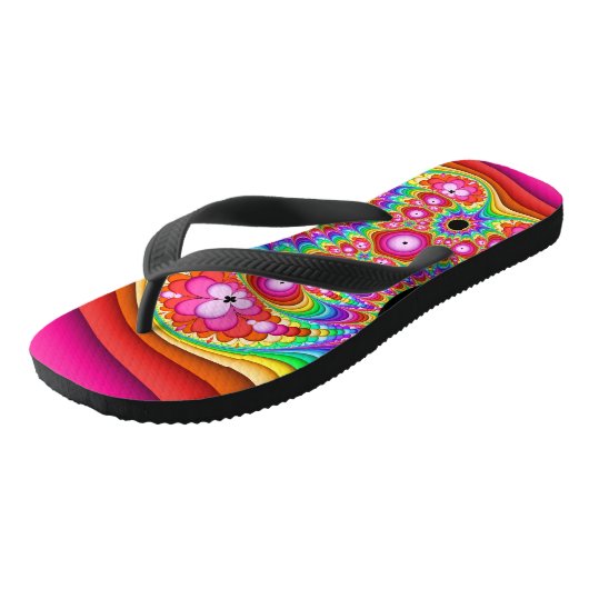 Fractal Retro Groovy Trip Teenslippers (Schuin)