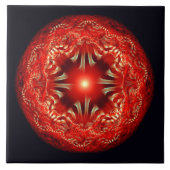 Fractal ronde rode mandala tegeltje (Voorkant)
