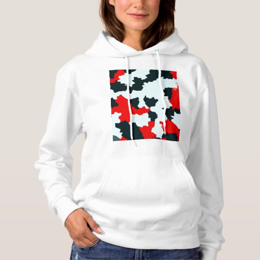 Fractal rood zwart wit patroon ontwerp hoodie (Voorkant)
