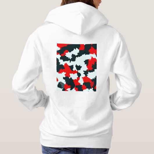 Fractal rood zwart wit patroon ontwerp hoodie (Achterkant)