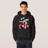 Fractal rood zwart wit patroon ontwerp hoodie (Voorkant volledig)