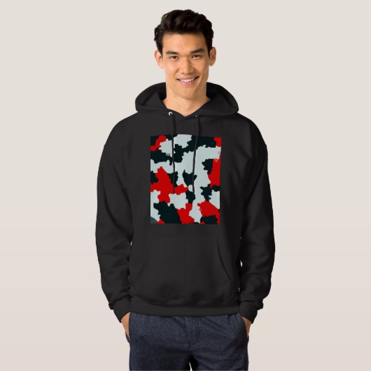 Fractal rood zwart wit patroon ontwerp hoodie (Voorkant volledig)
