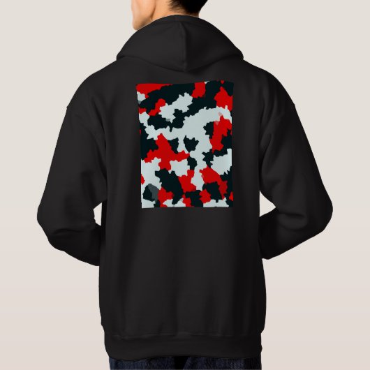 Fractal rood zwart wit patroon ontwerp hoodie (Achterkant)