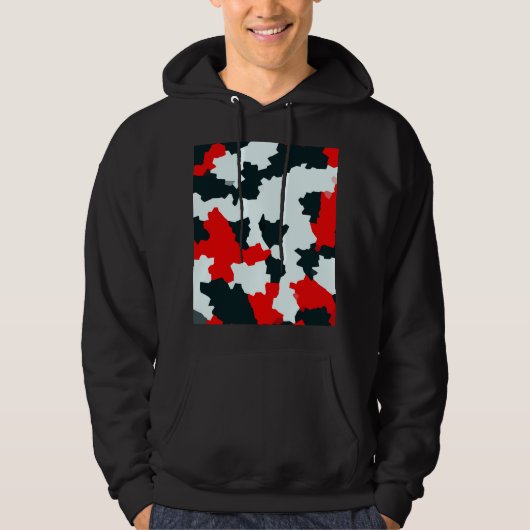 Fractal rood zwart wit patroon ontwerp hoodie (Voorkant)