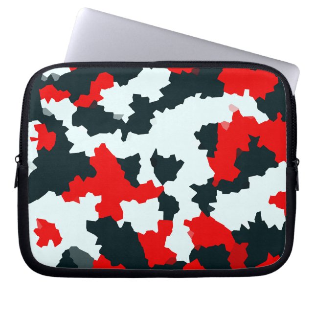 Fractal rood zwart wit patroon ontwerp laptop sleeve (Voorkant)