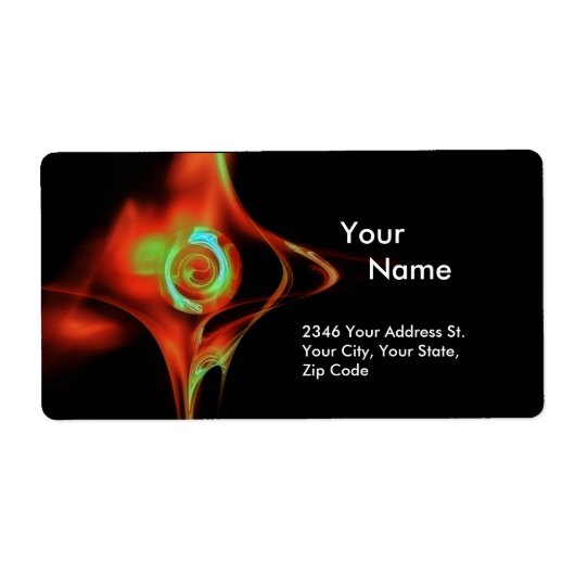 FRACTAL ROOS 1 Rood Groen Blauw Turquase Zwart Etiket (Voorkant)