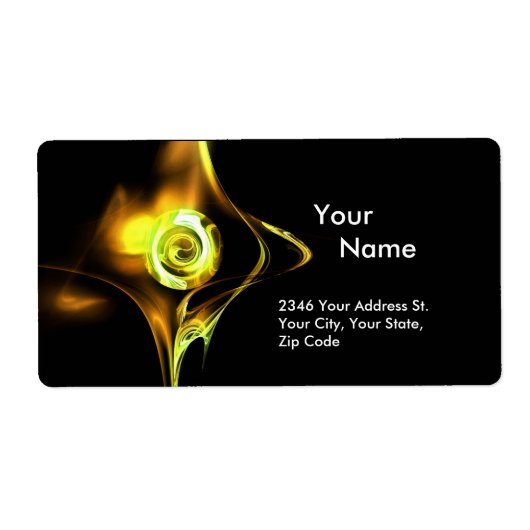 FRACTAL ROOS 1Yellow Brown Green Black Etiket (Voorkant)