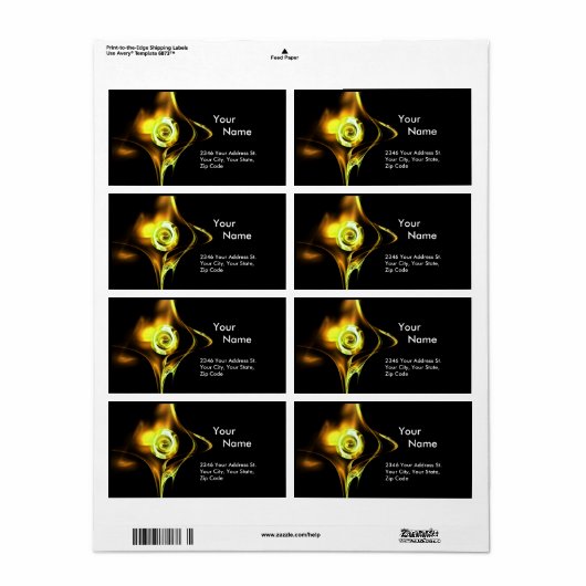 FRACTAL ROOS 1Yellow Brown Green Black Etiket (Full Sheet)
