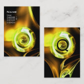 FRACTAL ROOS 4 MONOGRAM heldergeel bruin zwart Visitekaartje (Voorkant / Achterkant)