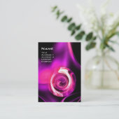 FRACTAL ROOS 4 MONOGRAM zwart helder paarse roze Visitekaartje (Staand voorkant)